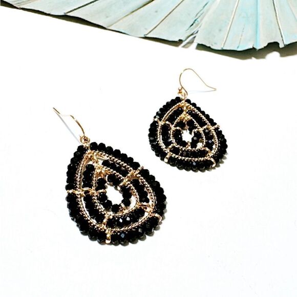 Beaded boho dangle earrings S641 - Picture 3 of 3
